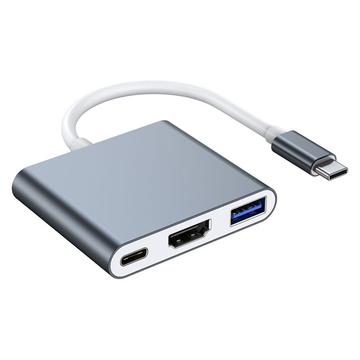 Lippa 3-i-1 87W USB-C-hubb - PD, 4K - Grå