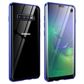 Samsung Galaxy S10 Magnetiskt Skal med Härdat Glas - Blå