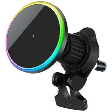 Magnetisk trådlös laddare / luftventilationshållare för bil med RGB OJD-121