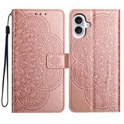 iPhone 16 Plus Mandala Series Plånboksfodral - Roséguld