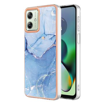 Motorola Moto G54 Marble Pattern Elektropläterat IMD TPU Skal - Blå