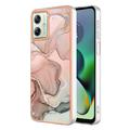 Motorola Moto G54 Marble Pattern Elektropläterat IMD TPU Skal - Rosa