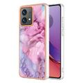 Motorola Moto G84 Marble Pattern Elektropläterat IMD TPU Skal - Blå / Rosa