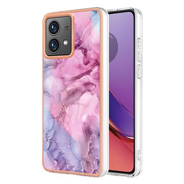 Motorola Moto G84 Marble Pattern Elektropläterat IMD TPU Skal - Blå / Rosa