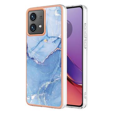 Motorola Moto G84 Marble Pattern Elektropläterat IMD TPU Skal - Blå