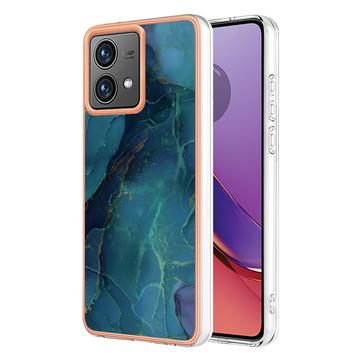 Motorola Moto G84 Marble Pattern Elektropläterat IMD TPU Skal - Grön