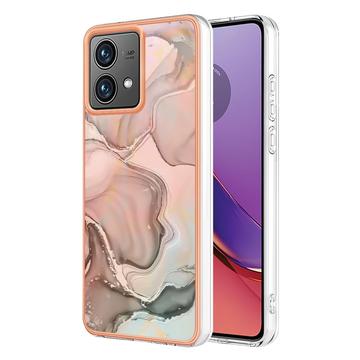 Motorola Moto G84 Marble Pattern Elektropläterat IMD TPU Skal - Rosa