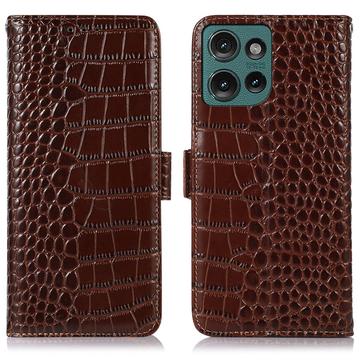 Motorola Edge 50 Neo Crocodile Serie Läder Plånboksfodral med RFID