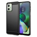 Motorola Moto G54 Borstat TPU Skal - Kolfiber