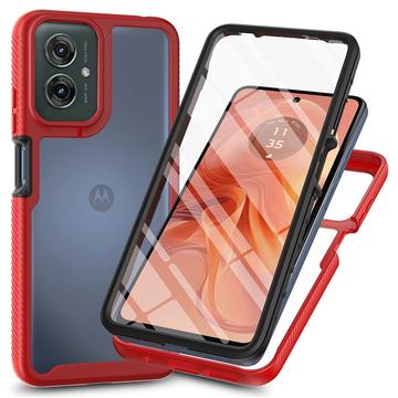 Motorola Moto G55 360 Skydds Skal - Röd / Klar