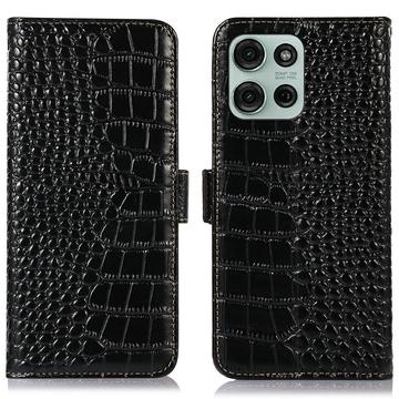 Motorola Moto G75 Crocodile Serie Läder Plånboksfodral med RFID