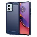 Motorola Moto G84 Borstat TPU Skal - Kolfiber - Blå