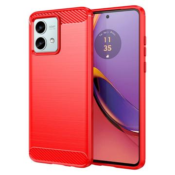 Motorola Moto G84 Borstat TPU Skal - Kolfiber - Röd