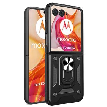 Motorola Razr 50 Ultra Hybridskal med Ringhållare - Svart