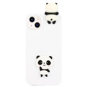 3D Cartoon iPhone 14 Plus TPU-skal - Vit Panda