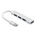 Premium USB-C-hubb med 4 x USB-A-portar - Aluminium - Silver