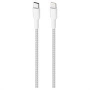 Puro Fabric ultrastark USB-C / Lightning-kabel - 1,2 m, 20 W - vit