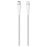 Puro Fabric ultrastark USB-C / Lightning-kabel - 2m, 20W - Vit