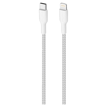 Puro Fabric ultrastark USB-C / Lightning-kabel - 2m, 20W - Vit