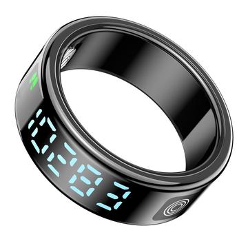 SR08 Smart Ring med digital display - Storlek: 18.2mm - Svart