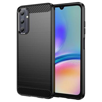 Samsung Galaxy A05s Borstat TPU Skal - Kolfiber - Svart