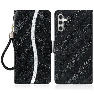 Samsung Galaxy A15 Plånboksfodral med glitter - Svart