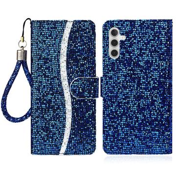 Samsung Galaxy A15 Plånboksfodral med glitter - Blå