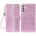 Samsung Galaxy A16 Plånboksfodral med glitter - Rosa