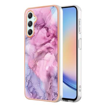 Samsung Galaxy A25 Marble Pattern Elektropläterat IMD TPU Skal - Blå / Rosa