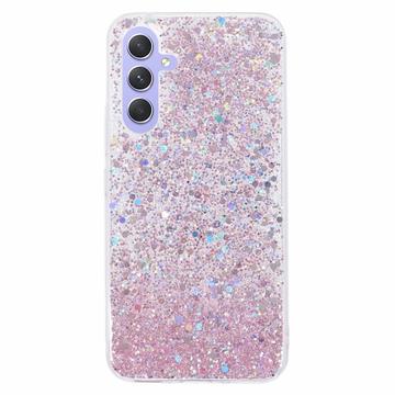 Samsung Galaxy A35 Glitter Flakes TPU-skal - Rosa