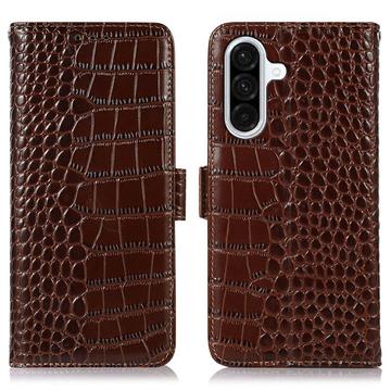 Samsung Galaxy A36 Crocodile Serie Läder Plånboksfodral med RFID - Brun