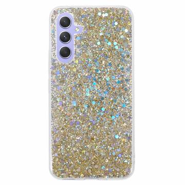 Samsung Galaxy A54 5G Glitter Flakes TPU-skal - Guld