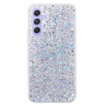 Samsung Galaxy A54 5G Glitter Flakes TPU-skal - Silver