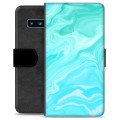 Samsung Galaxy S10 Premium Plånboksfodral - Blå Marmor