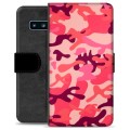 Samsung Galaxy S10 Premium Plånboksfodral - Rosa Kamouflage