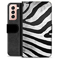 Samsung Galaxy S21 5G Premium Plånboksfodral - Zebra