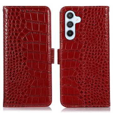 Samsung Galaxy S23 FE Crocodile Serie Läder Plånboksfodral med RFID - Röd