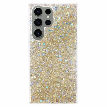 Samsung Galaxy S23 Ultra Glitter Flakes TPU-skal - Guld