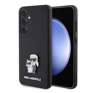 Samsung Galaxy S24 Karl Lagerfeld Saffiano metallfodral med Karl och Choupette - Svart