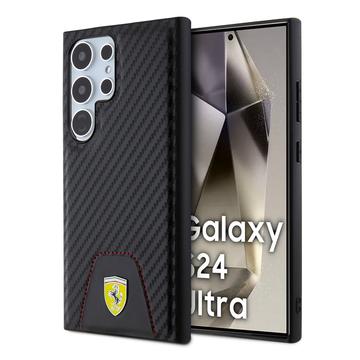 Samsung Galaxy S24 Ultra Ferrari Bottenfodral med sömmar i kolfiber - Svart