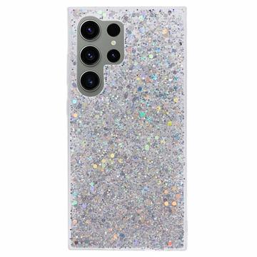 Samsung Galaxy S24 Ultra Glitter Flakes TPU-skal - Silver