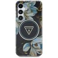 Samsung Galaxy S25 Guess Glitter Flowers Triangle Buttons MagSafe-Skal