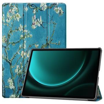 Samsung Galaxy Tab S9 FE+ Tri-Fold Series Smart Foliofodral - Vit Blommor