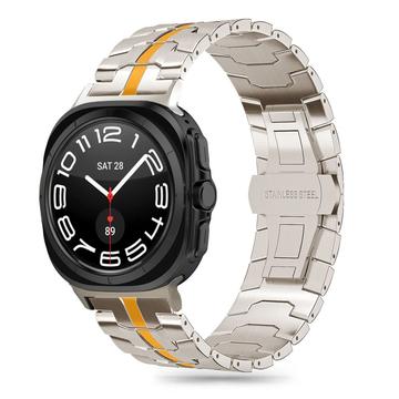 Samsung Galaxy Watch Ultra Tech-Protect Line-armband i rostfritt stål - 47mm - Titan / Orange