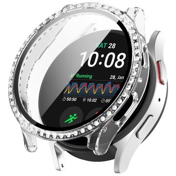 Samsung Galaxy Watch7 Strass Dekorativa Skal med Skärmskydd - 40mm - Transparent Vit