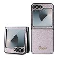 Samsung Galaxy Z Flip6 Guess Glitter Flakes Metal Logo Hybridskal - Rosa