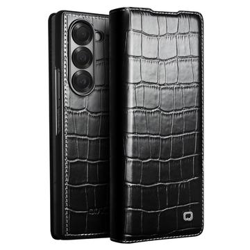 Samsung Galaxy Z Fold6 Qialino Classic Läder Plånboksfodral - Krokodil