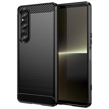 Sony Xperia 1 VI Borstat TPU Skal - Kolfiber - Svart