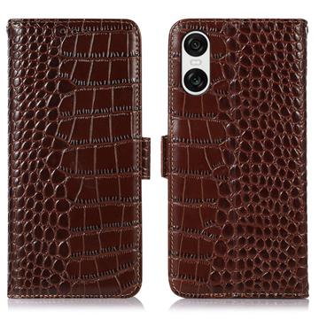 Sony Xperia 10 VI Crocodile Serie Läder Plånboksfodral med RFID