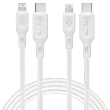 Spigen DuraSync MFi USB-C till Lightning-kabel - 2-pack, 100cm - Vit